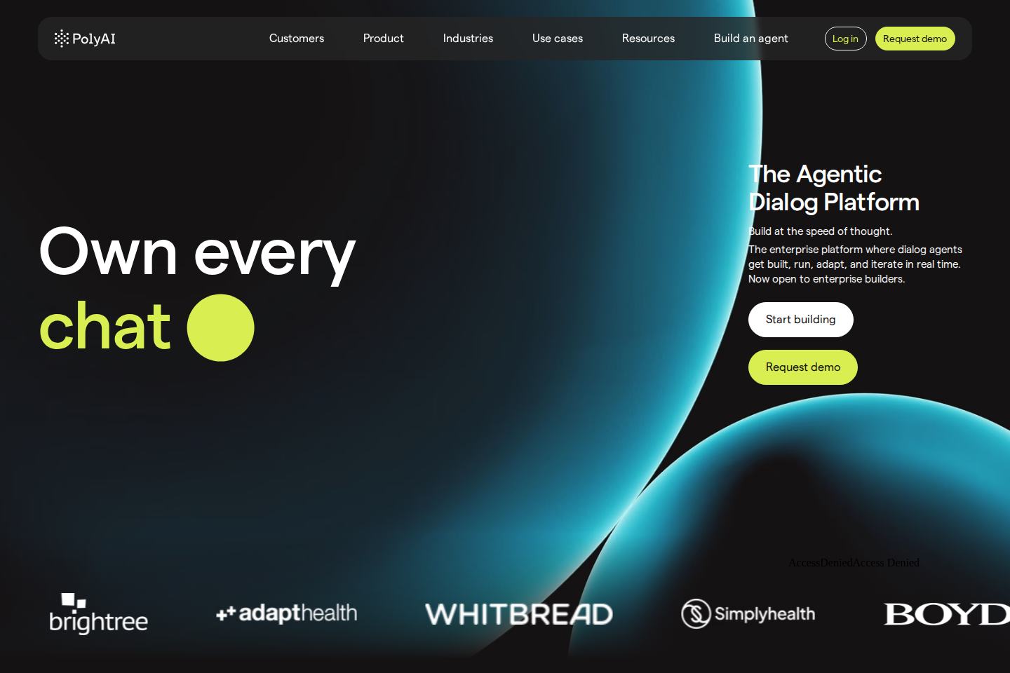 Screenshot of the PolyAI landing page