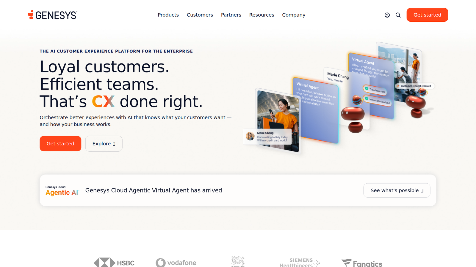 Screenshot of the Genesys homepage