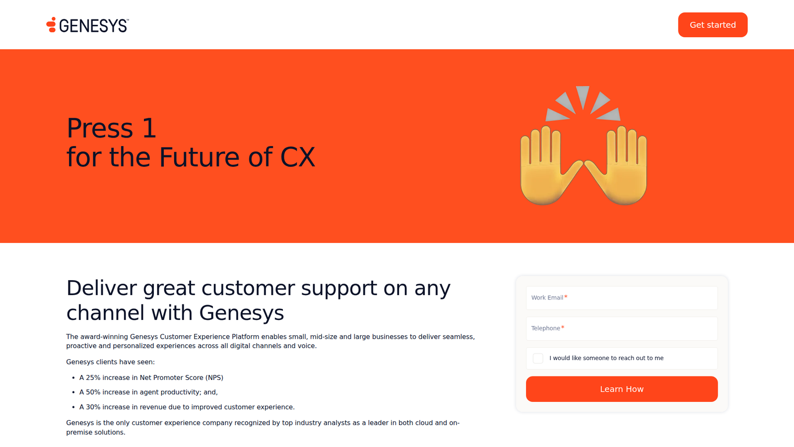 Screenshot of the Genesys Cloud CX website