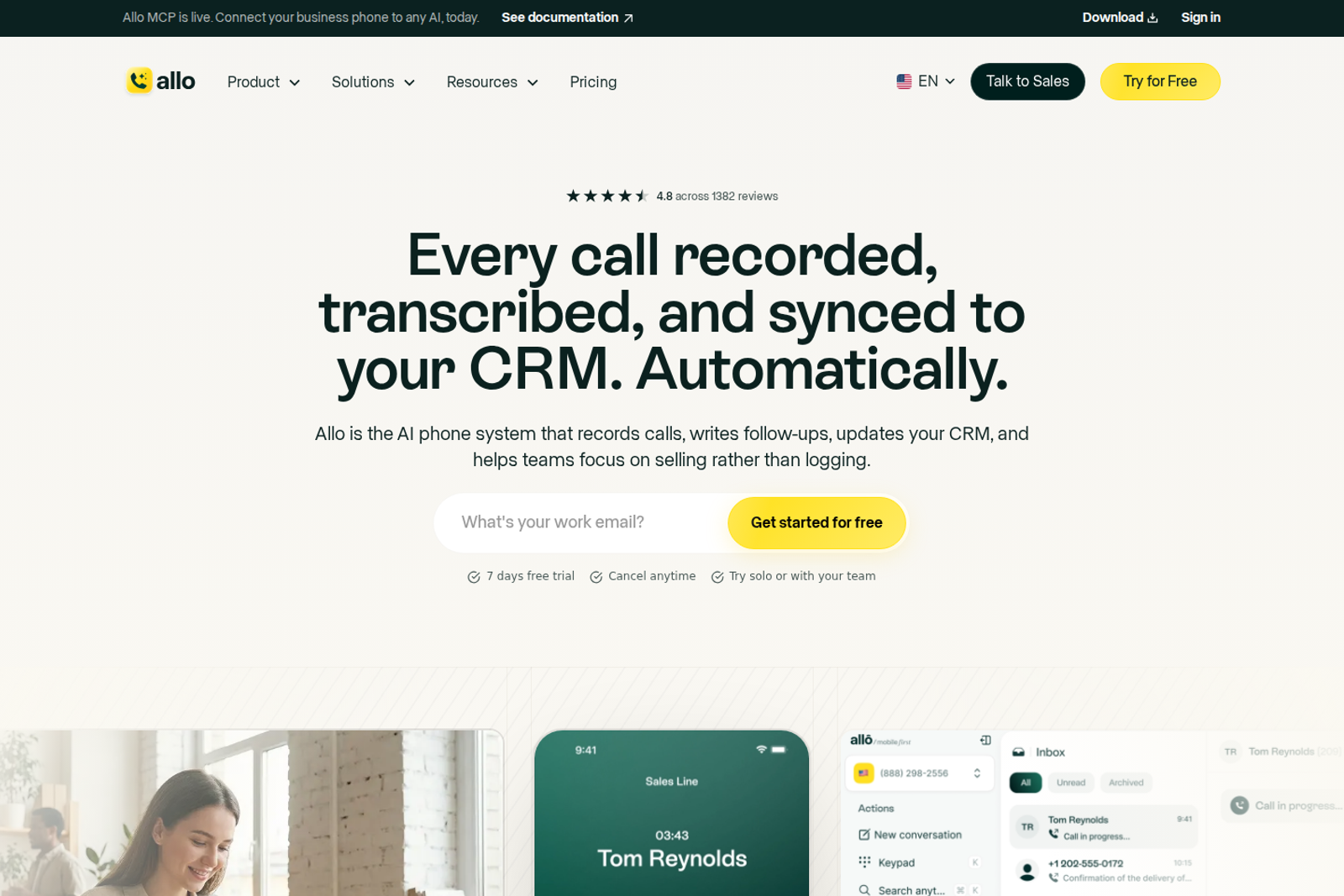 Screenshot of the Allô (withallo.com) landing page