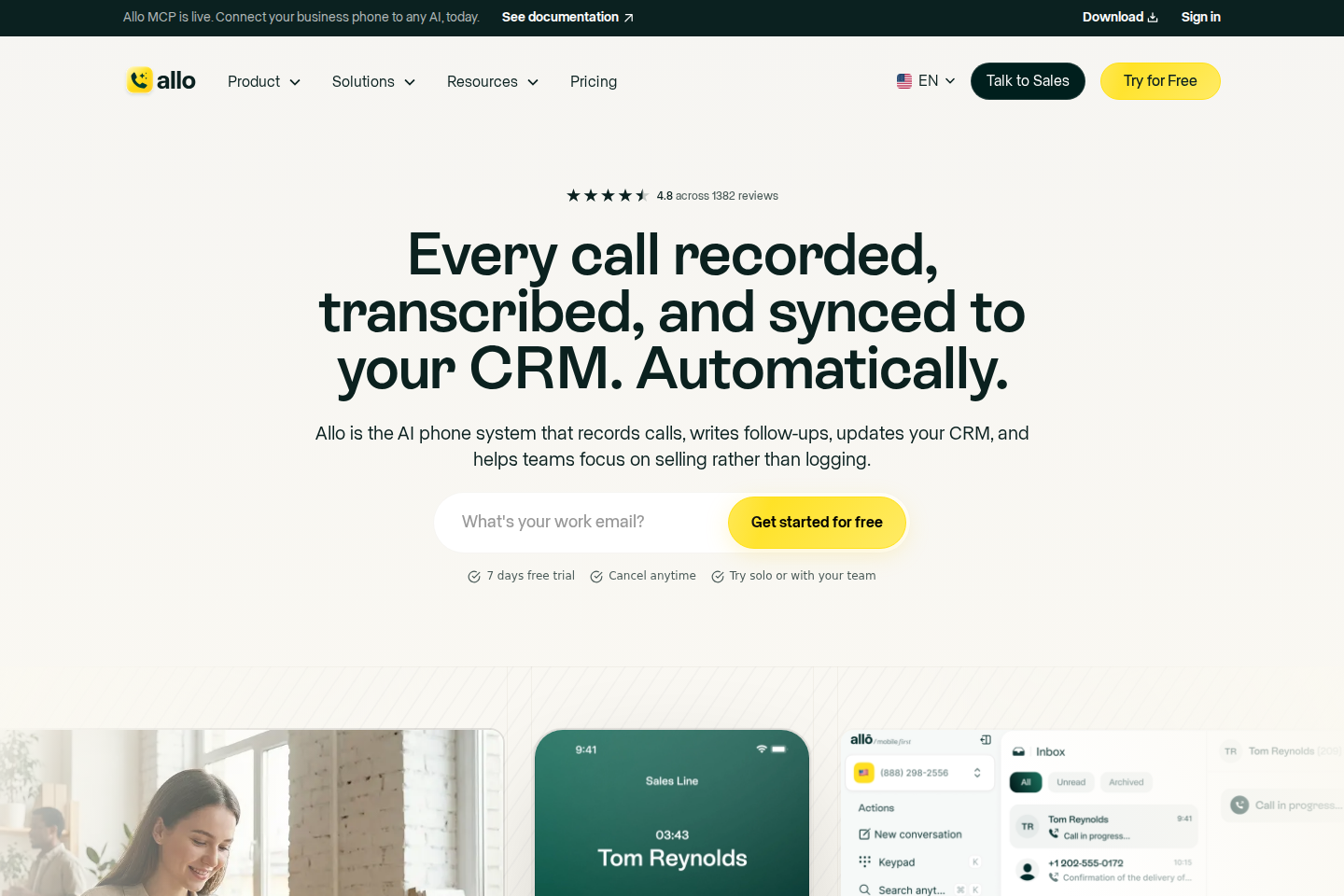 Screenshot of the Allô (withallo.com) landing page
