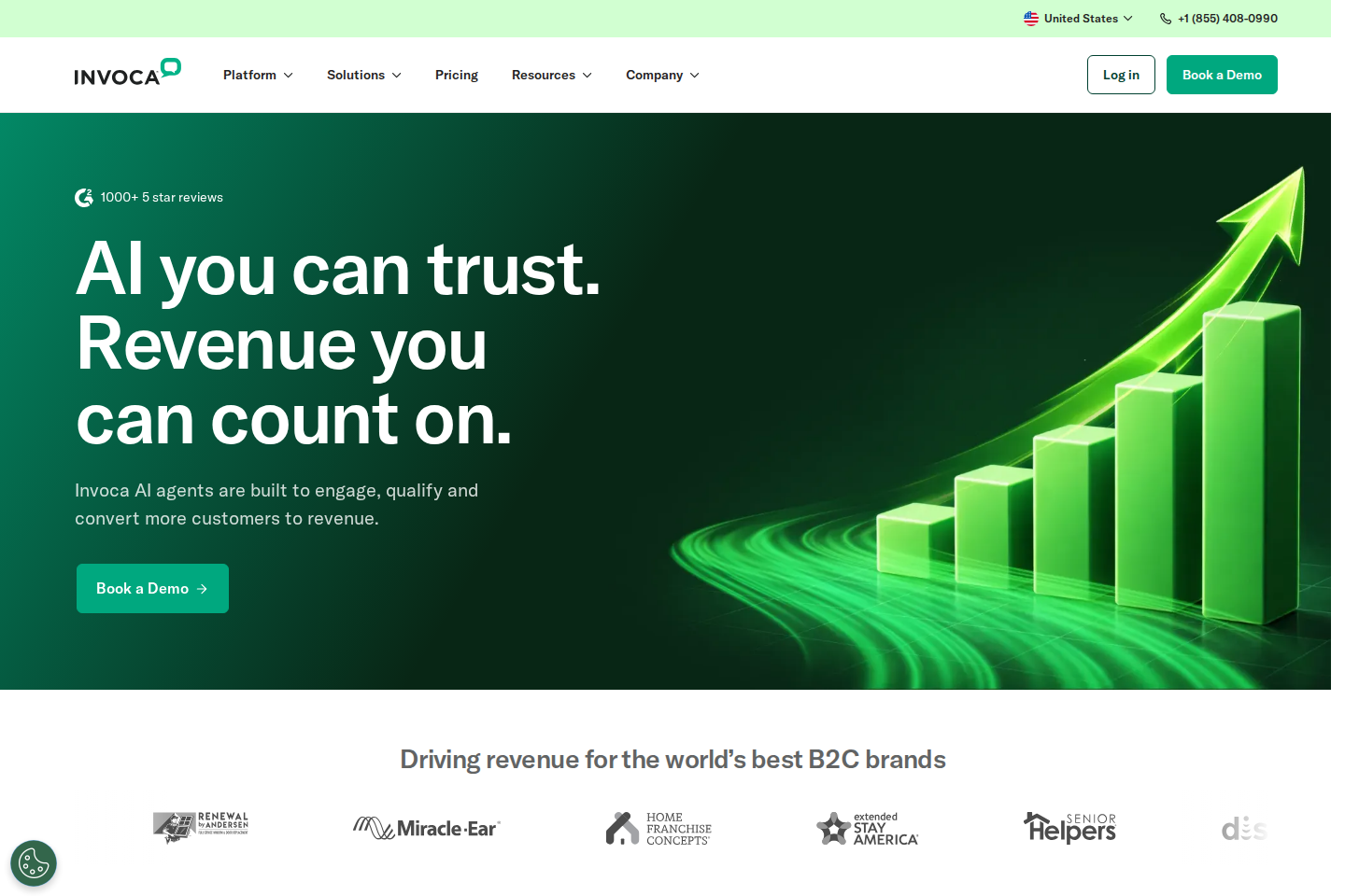 Screenshot of the Invoca website