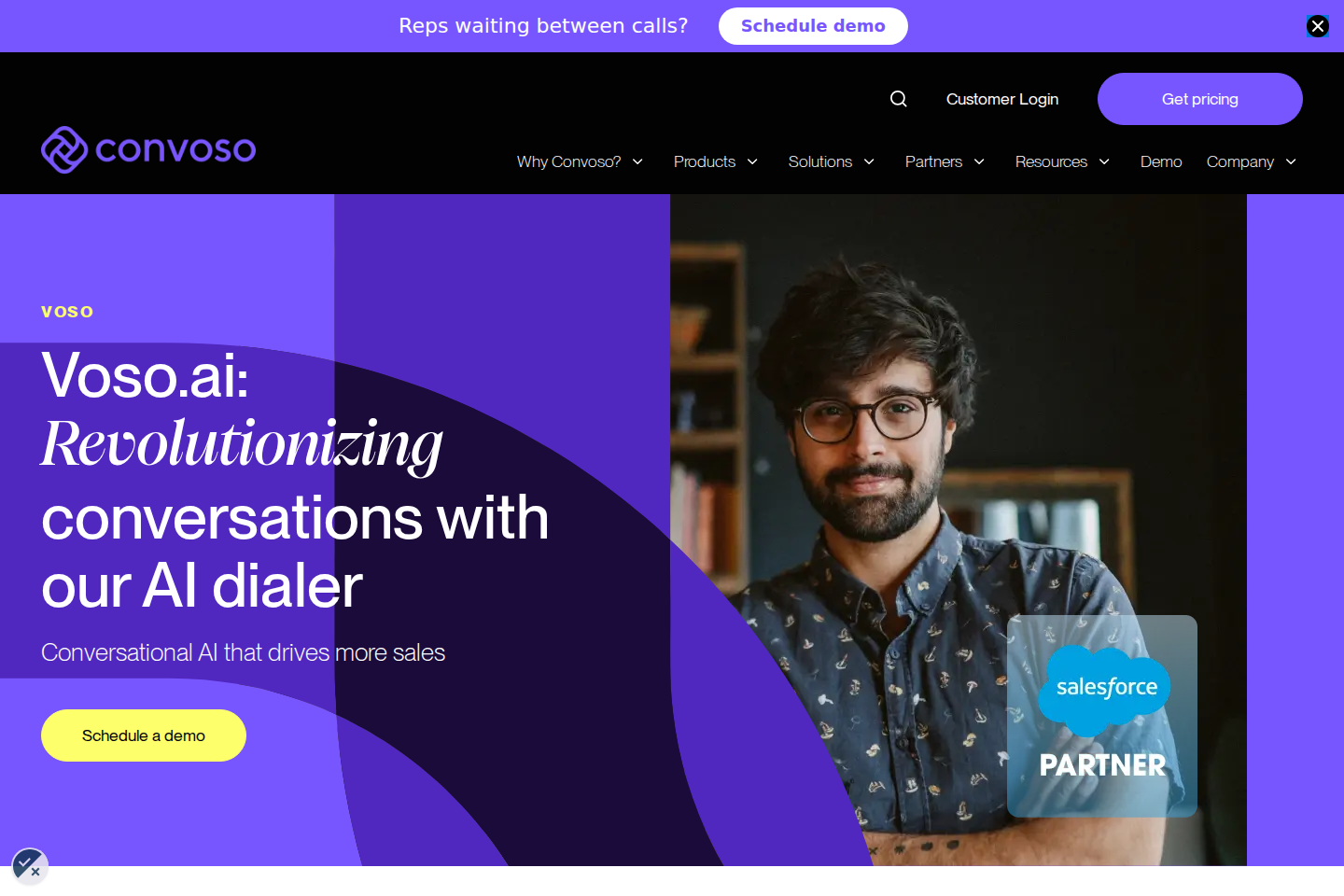 Screenshot of the Convoso Voso.ai product page