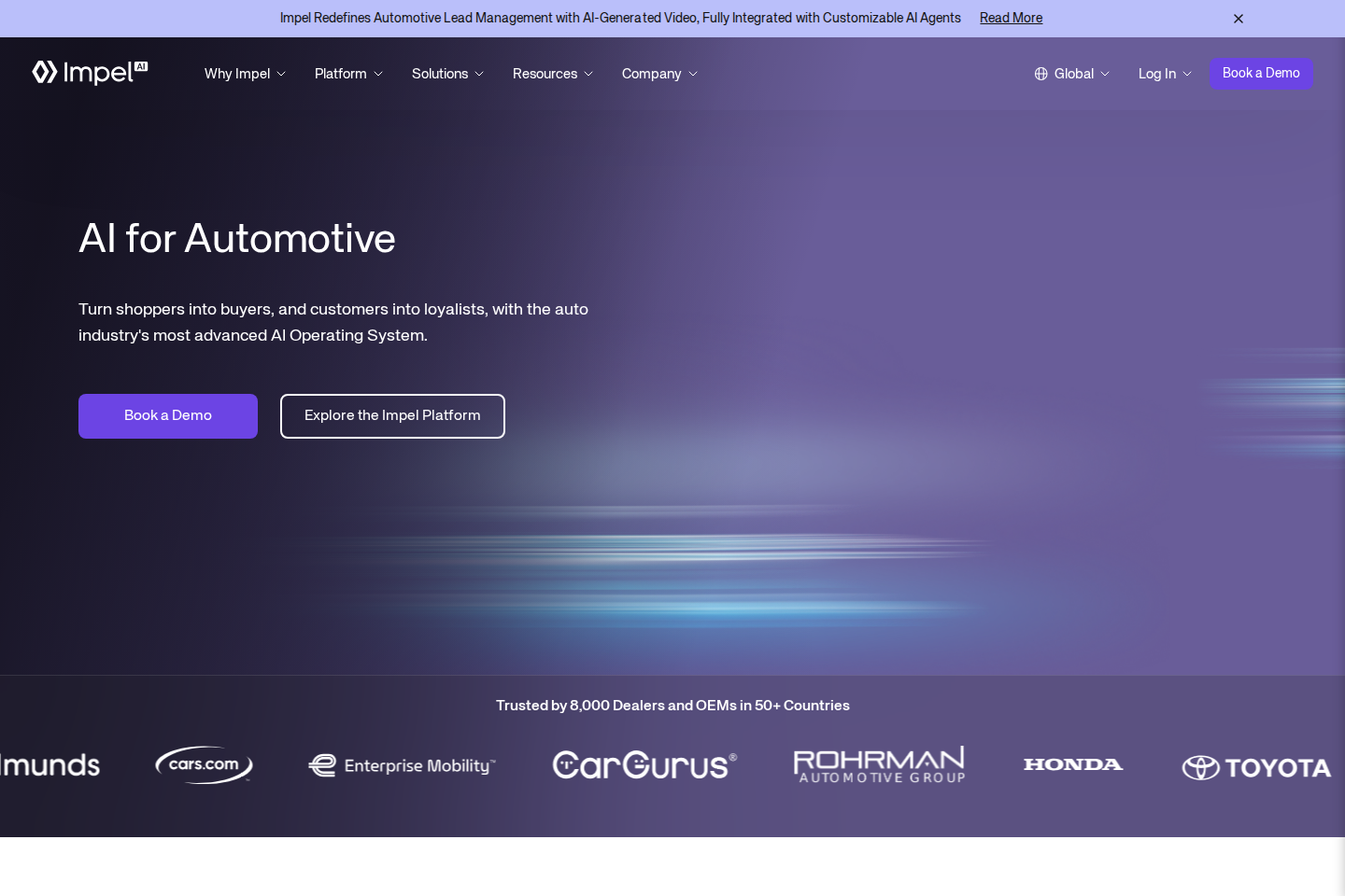 Screenshot of the Impel AI landing page