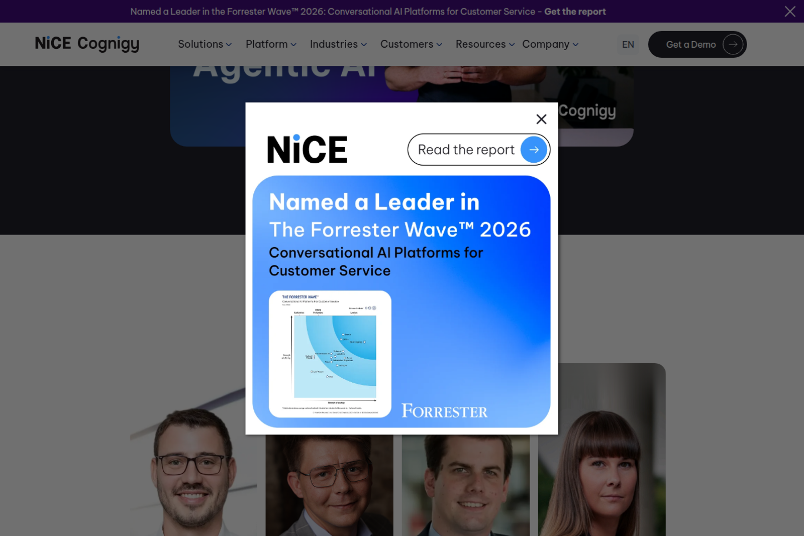 Screenshot of the Cognigy landing page