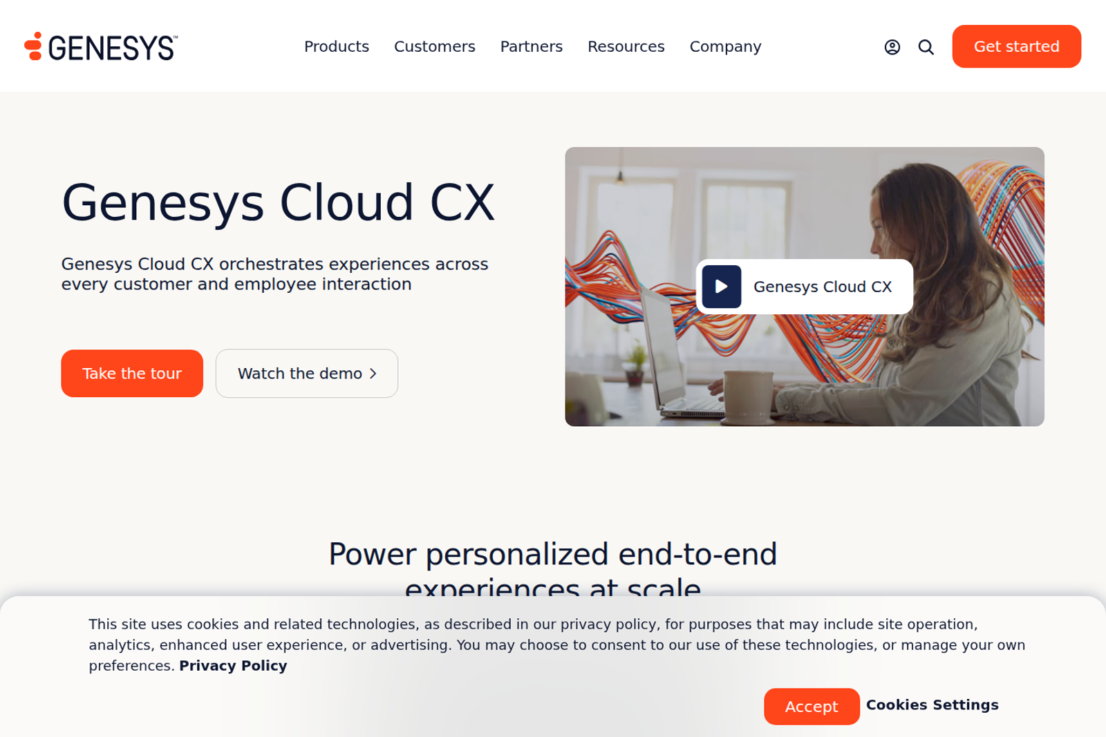 Screenshot of the Genesys Cloud CX page