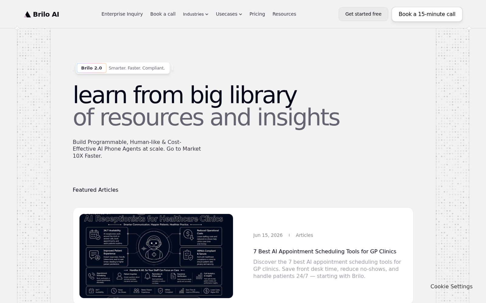 Screenshot of the Brilo AI website