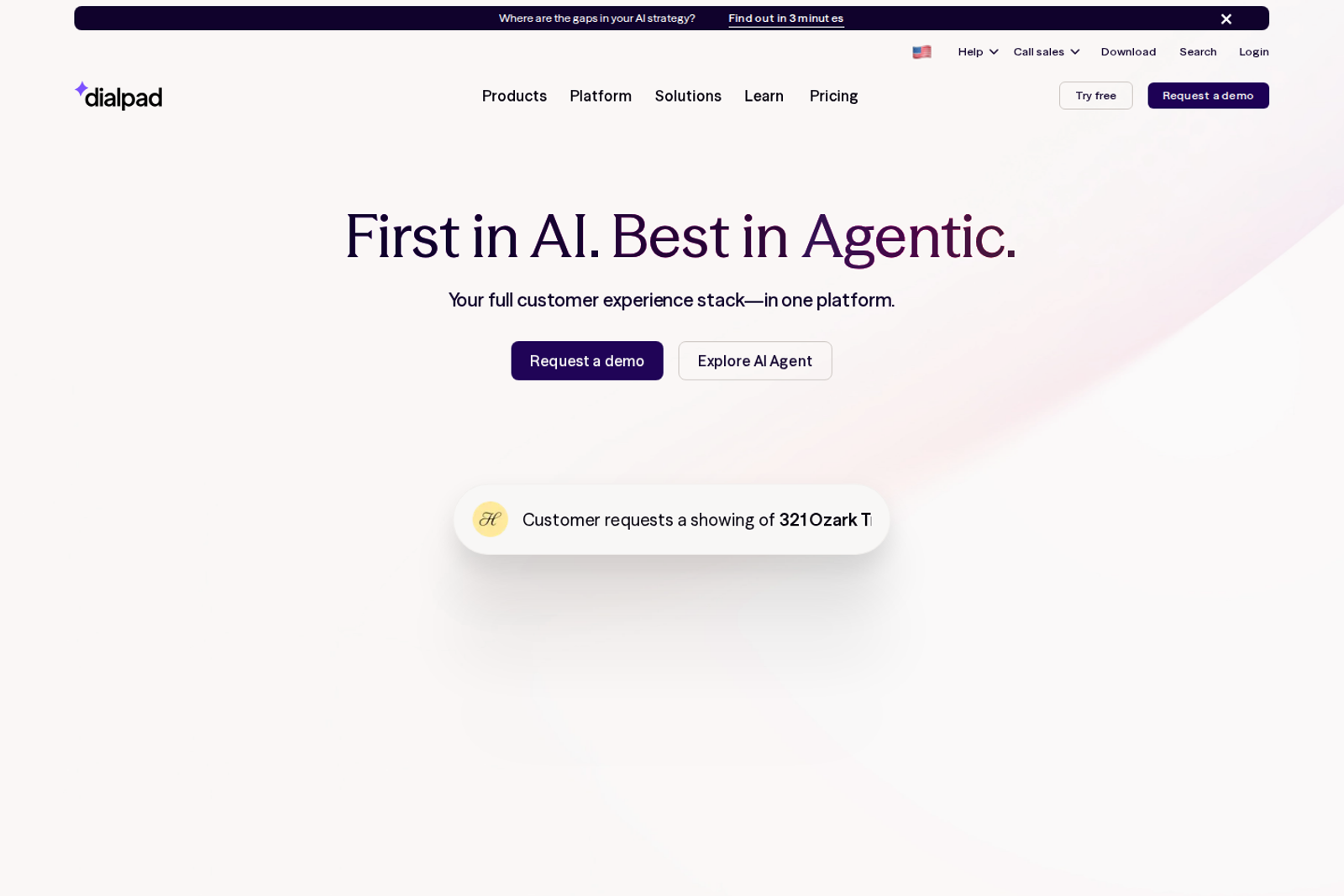 Screenshot of the Dialpad landing page