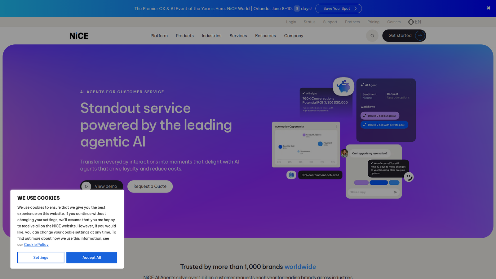 NICE CXone website screenshot