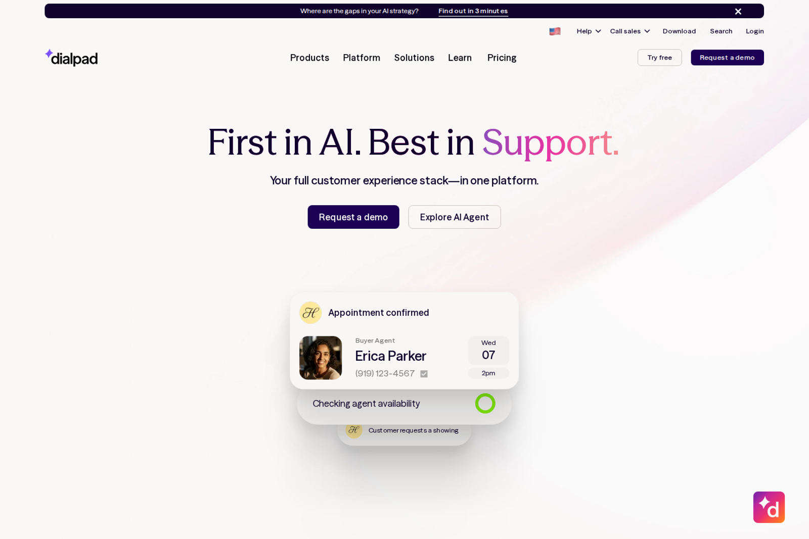 Screenshot of the Dialpad website