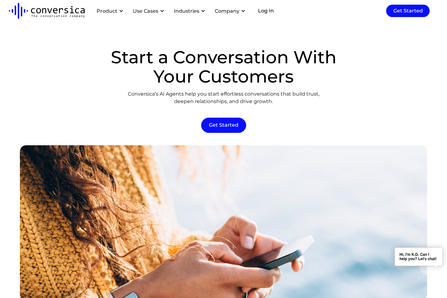 Screenshot of the Conversica landing page