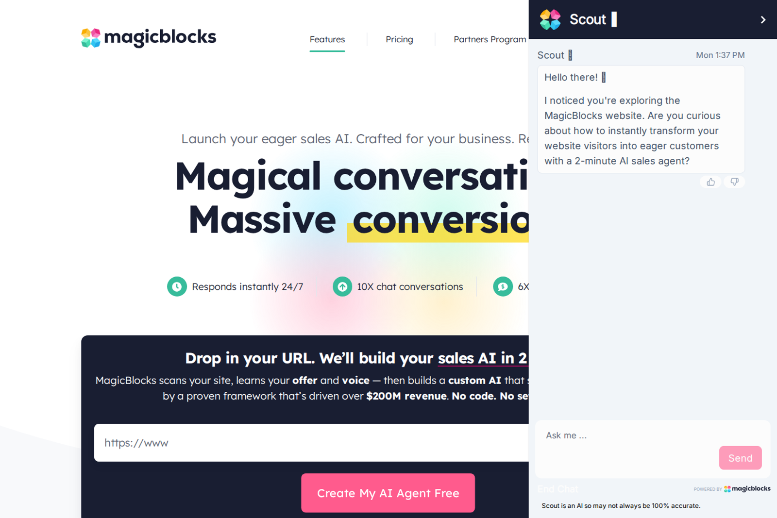 Screenshot of the MagicBlocks homepage
