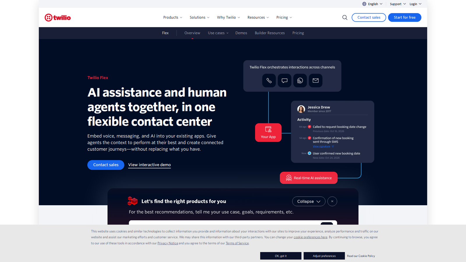 Screenshot of the Twilio Flex website