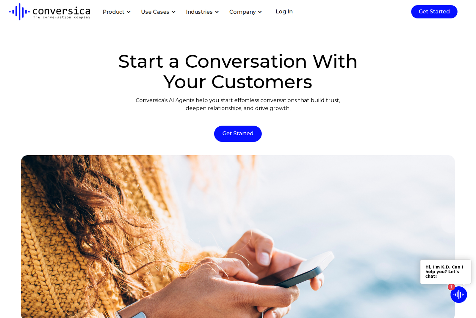Screenshot of the Conversica landing page