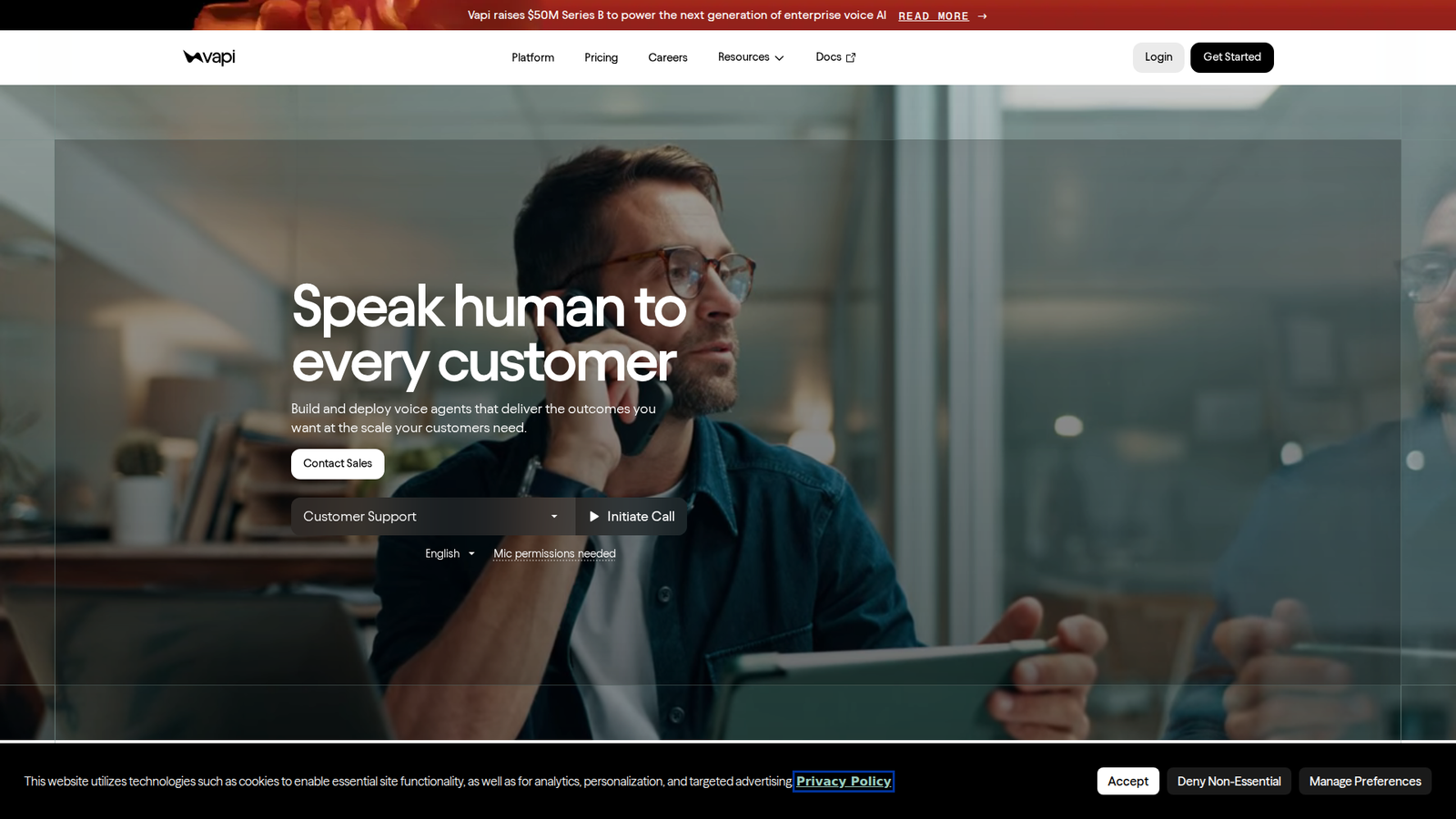 Vapi landing page screenshot