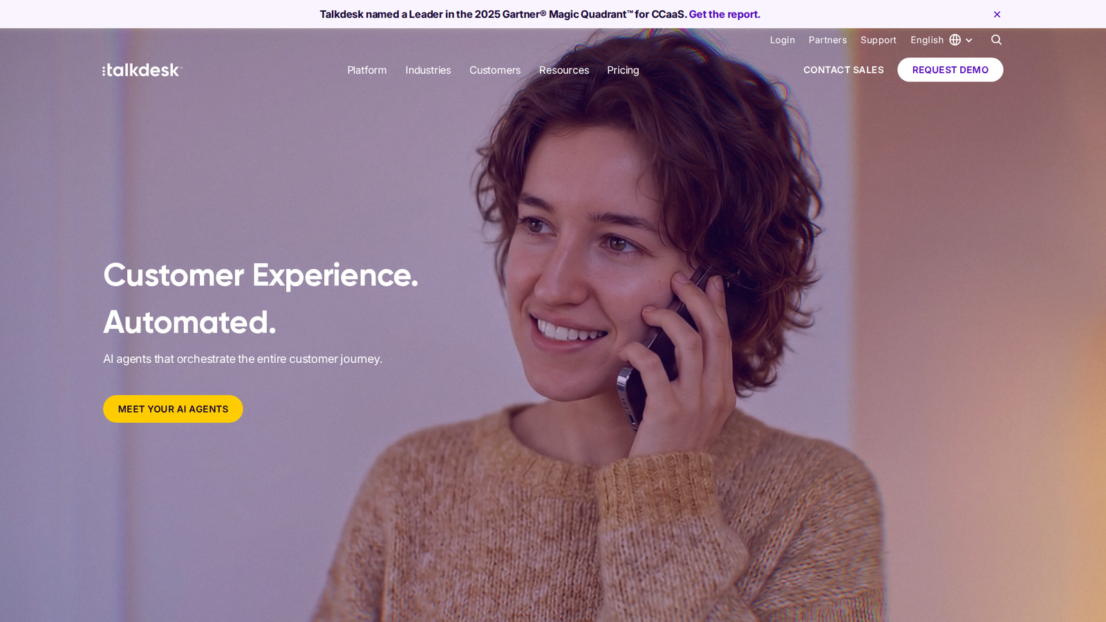 Screenshot of the Talkdesk website captured for this PolyAI alternatives article