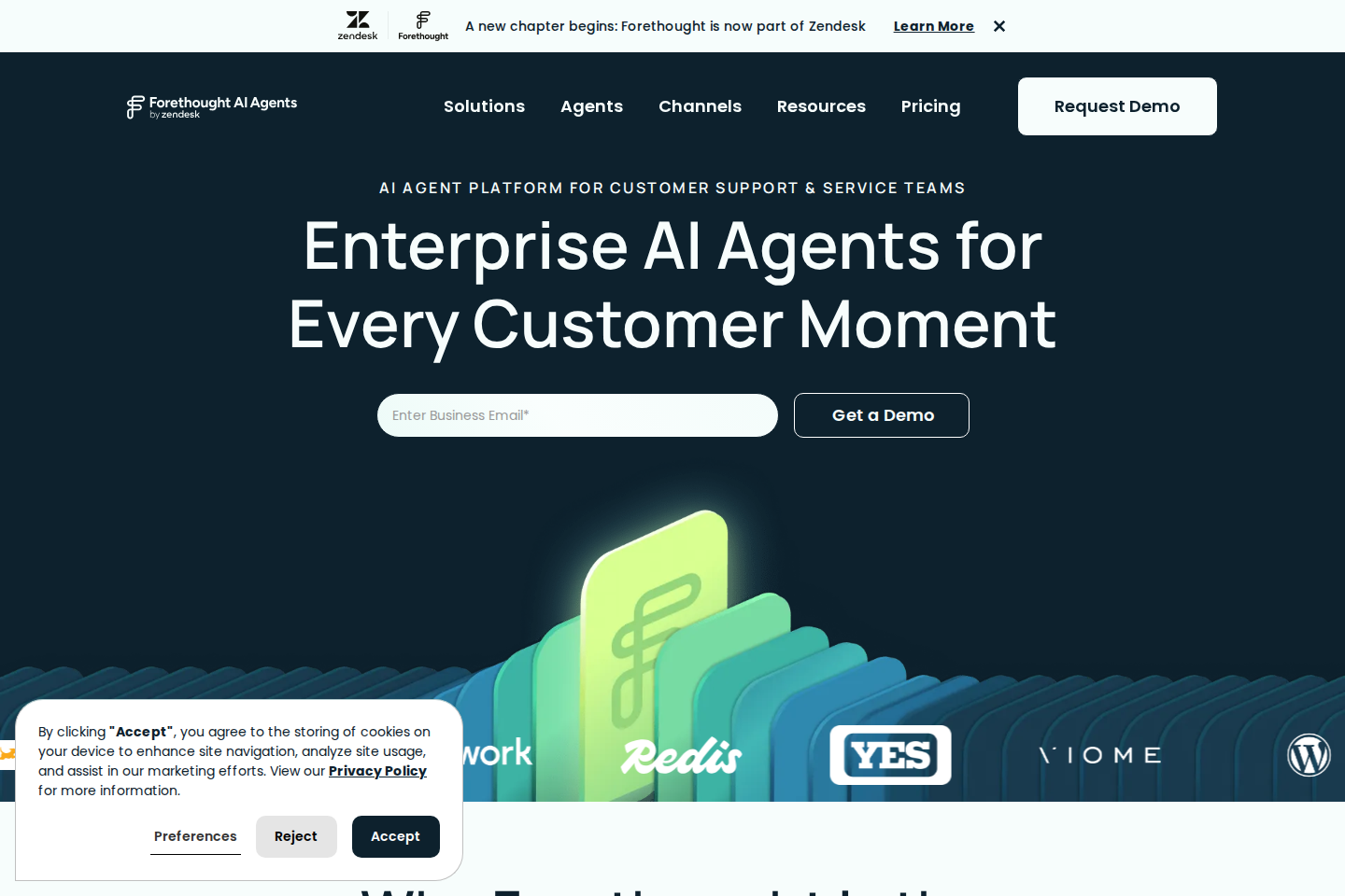 Screenshot of the Forethought homepage