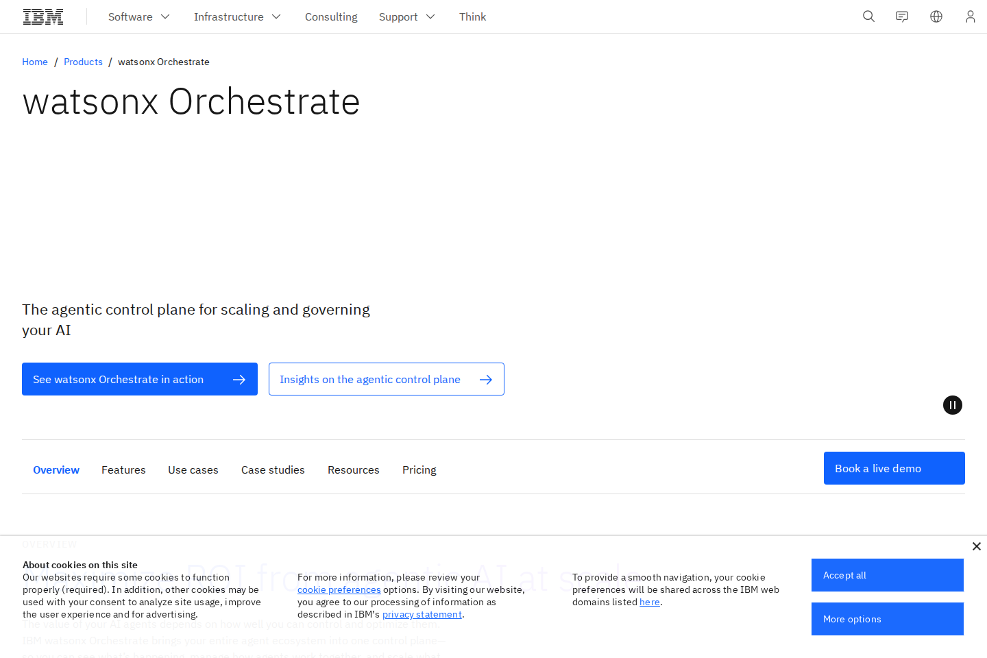 Screenshot of the IBM watsonx Assistant landing page