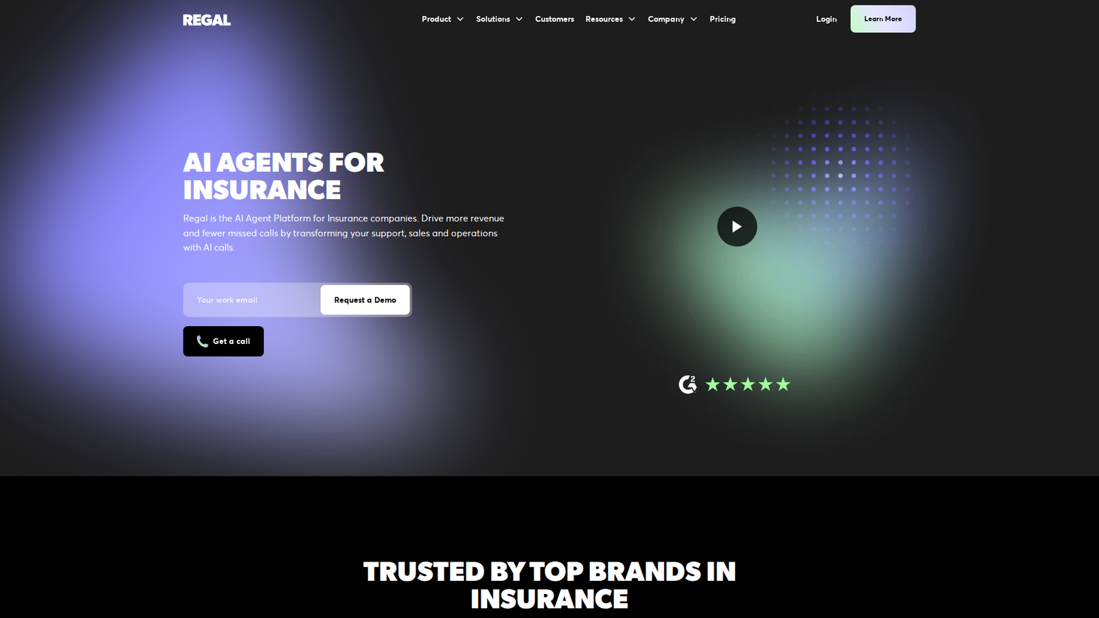 Screenshot of a Regal.ai AI agents page