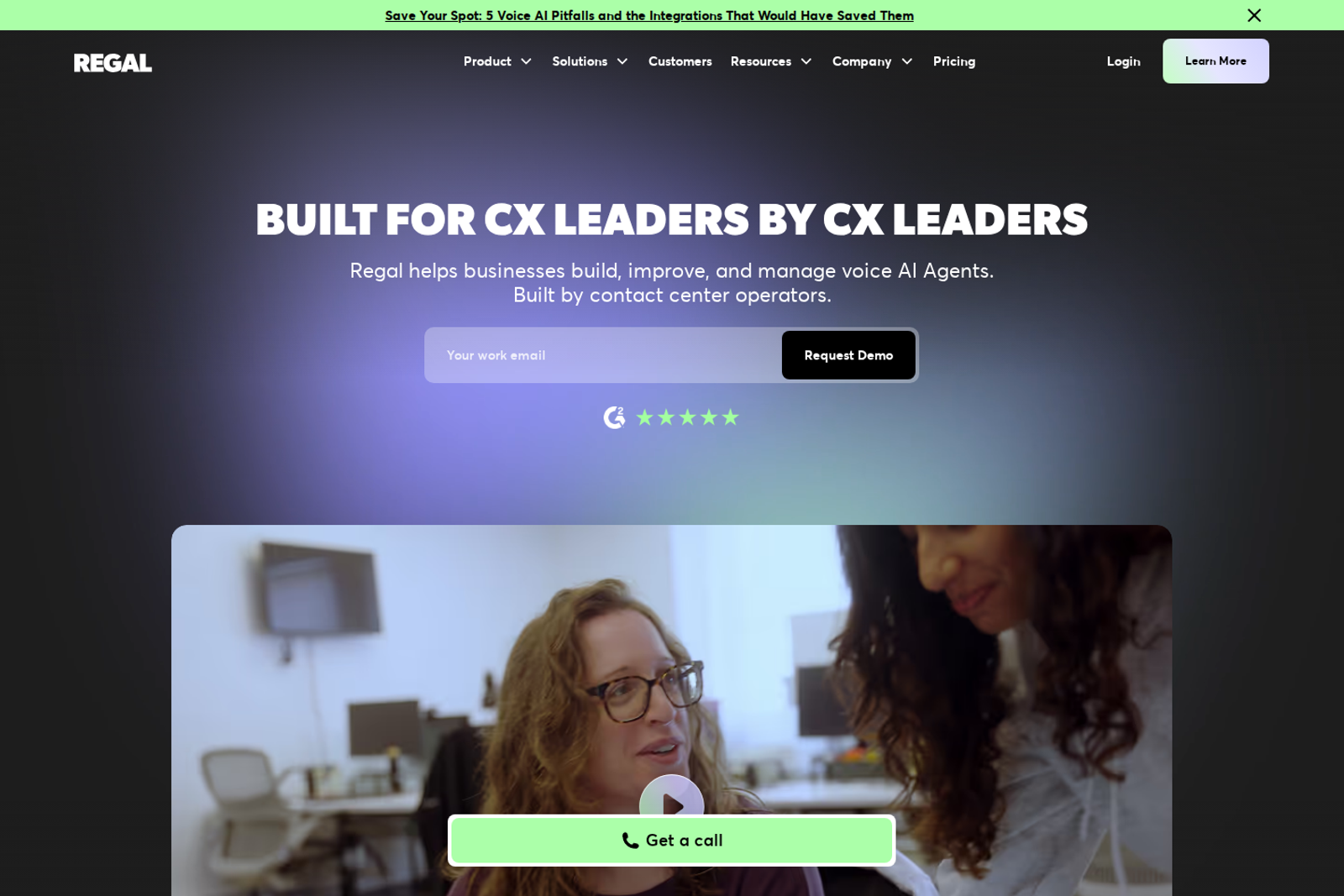 Screenshot of the Regal.io landing page