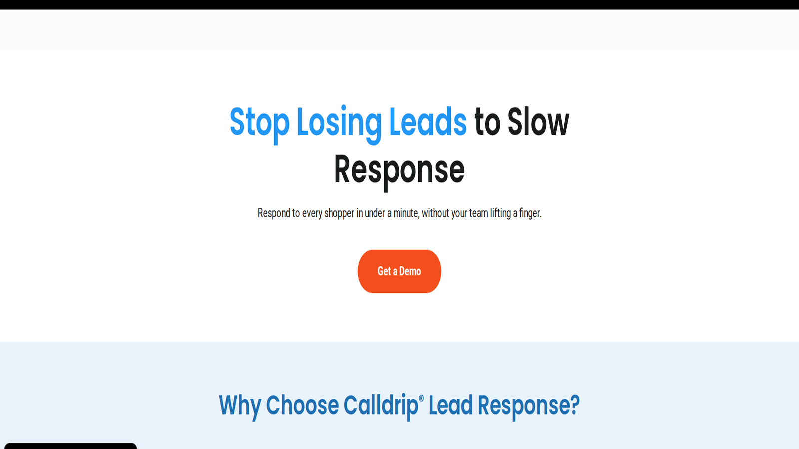 Screenshot of the Calldrip lead-response page