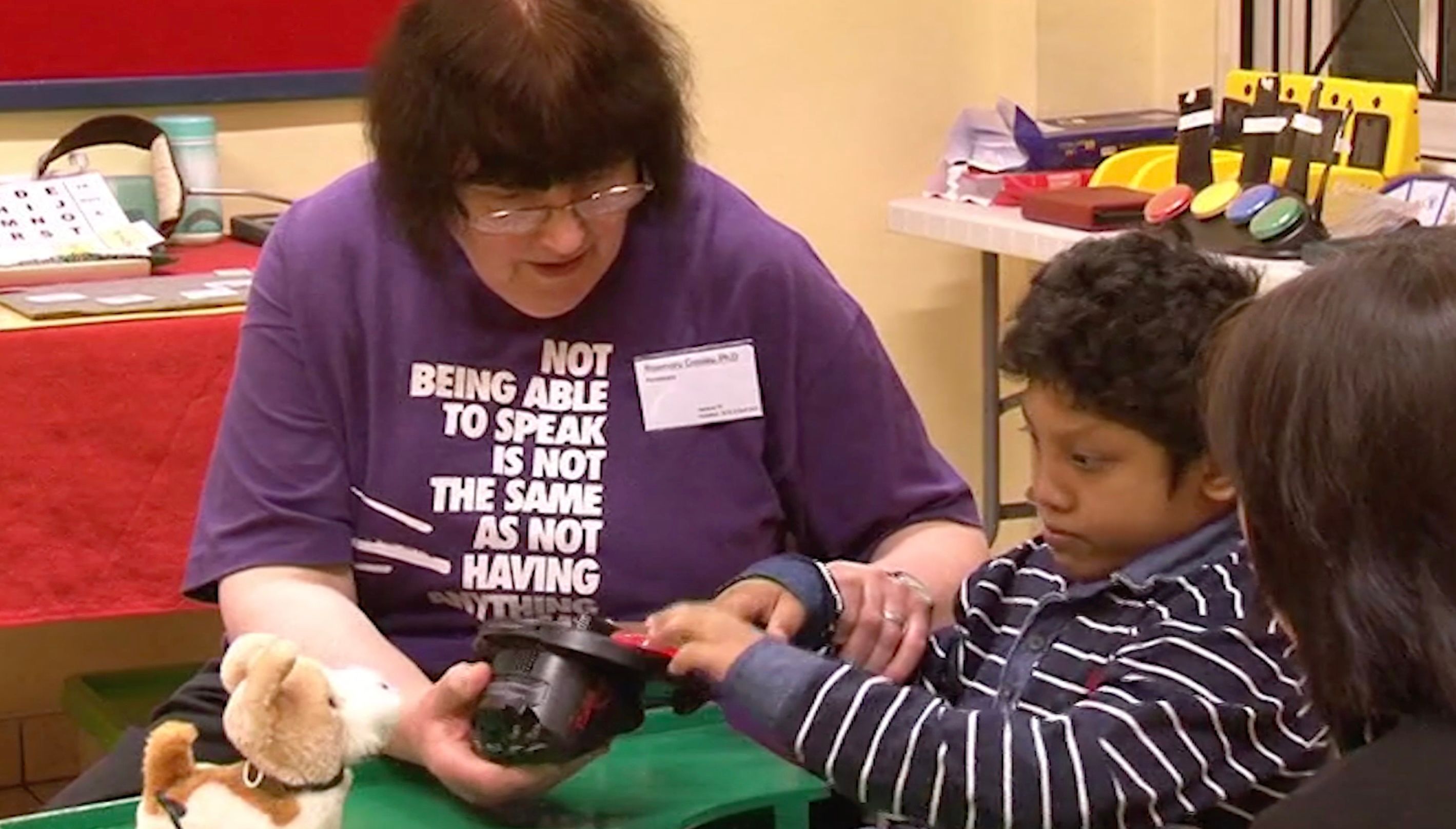 Therapist and child speech therapy