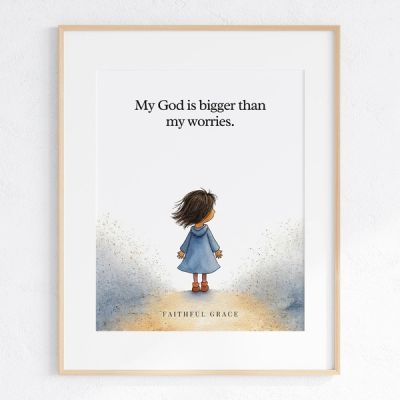 My God is bigger than my worries. - art print