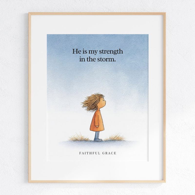 He is my strength in the storm. art print