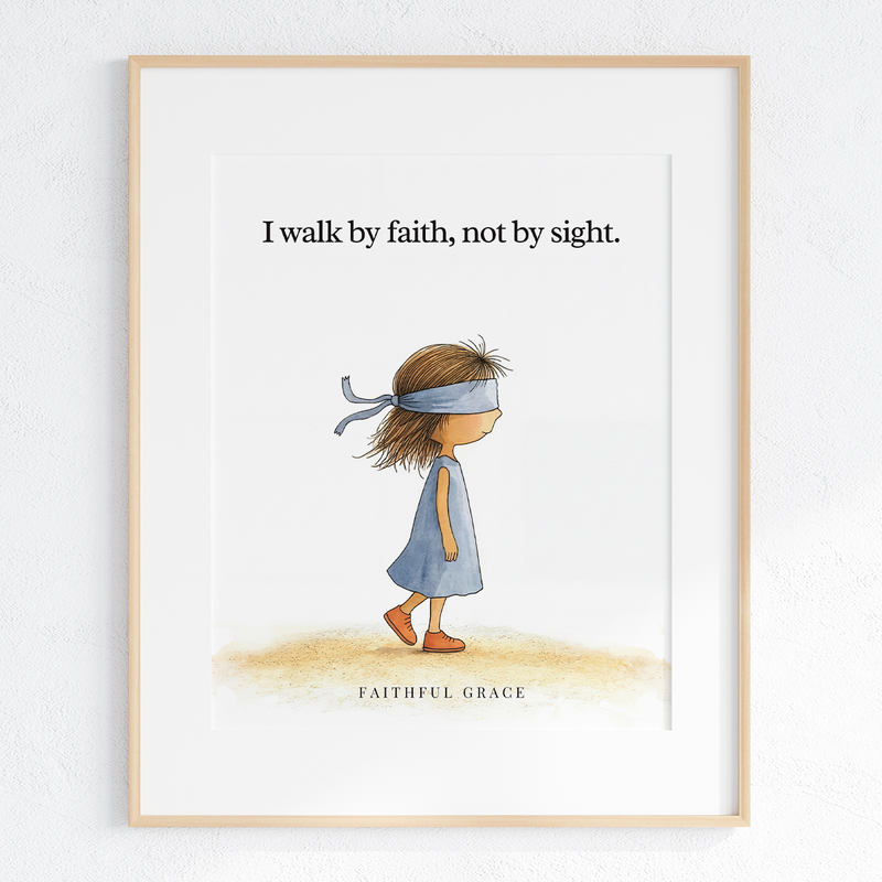 I walk by faith, not by sight art print