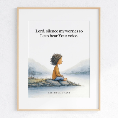 Lord, silence my worries so I can hear Your voice - art print