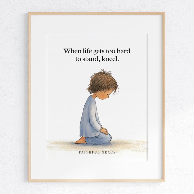 When life gets too hard to stand, kneel art print