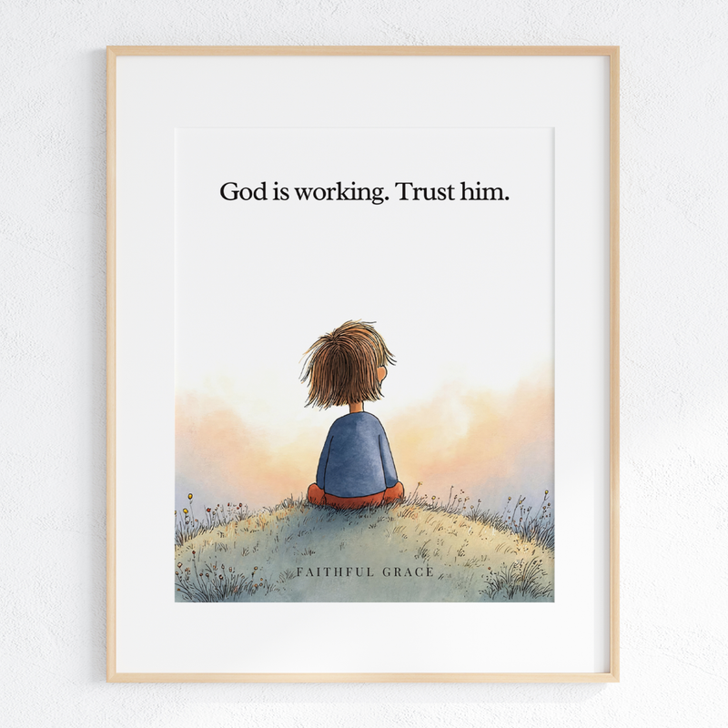 God is working. Trust him art print