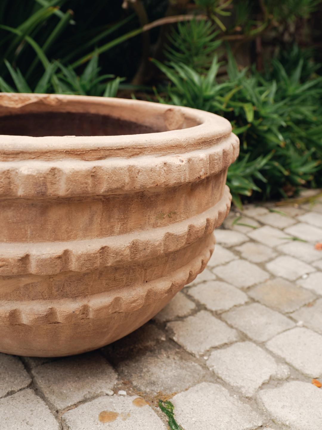 Ridged Terracotta planter