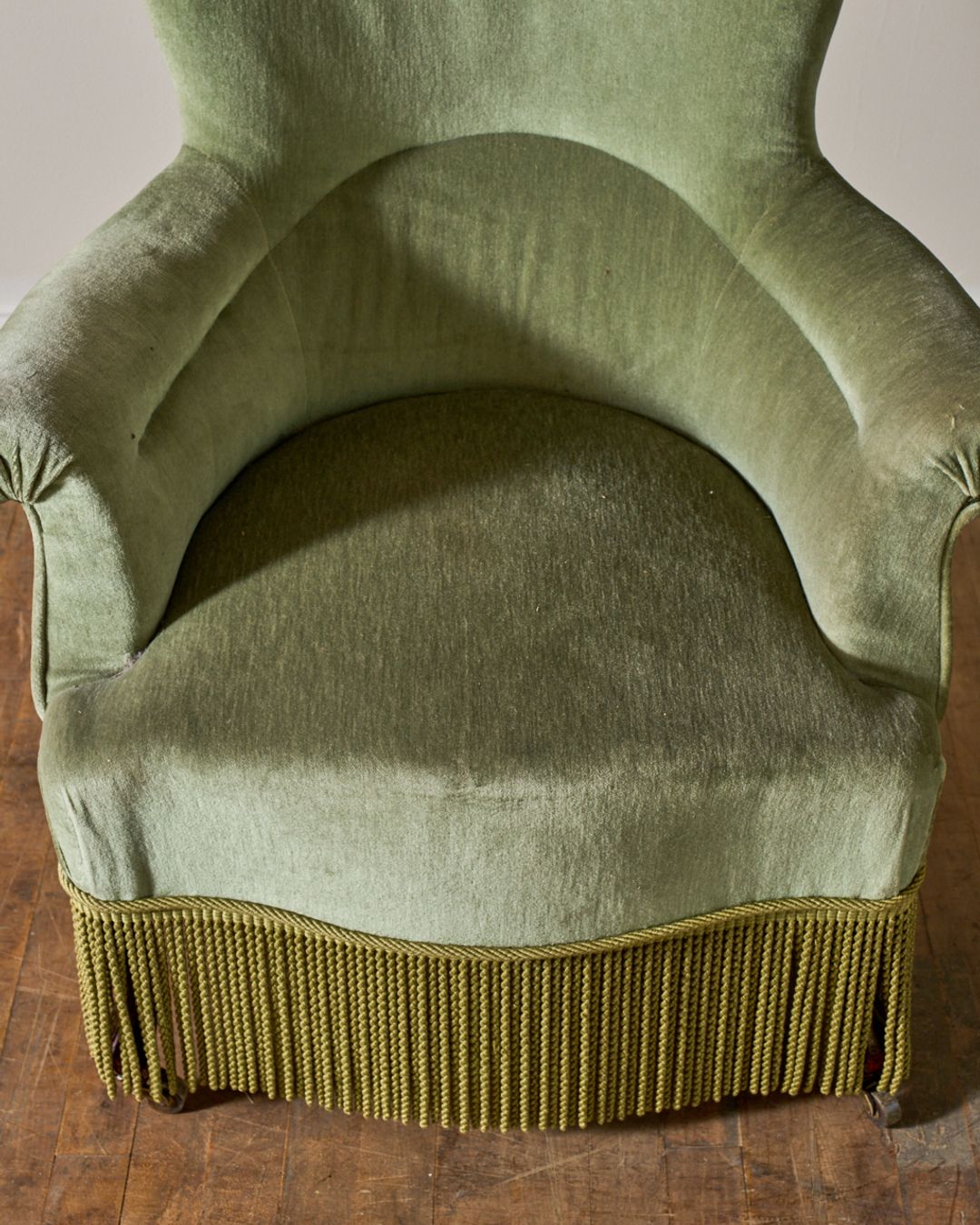 19th c. Napoleon III Green Armchair & Ottoman