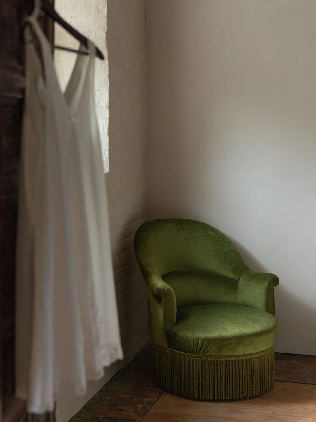 Napoleon III Green Velvet Armchair