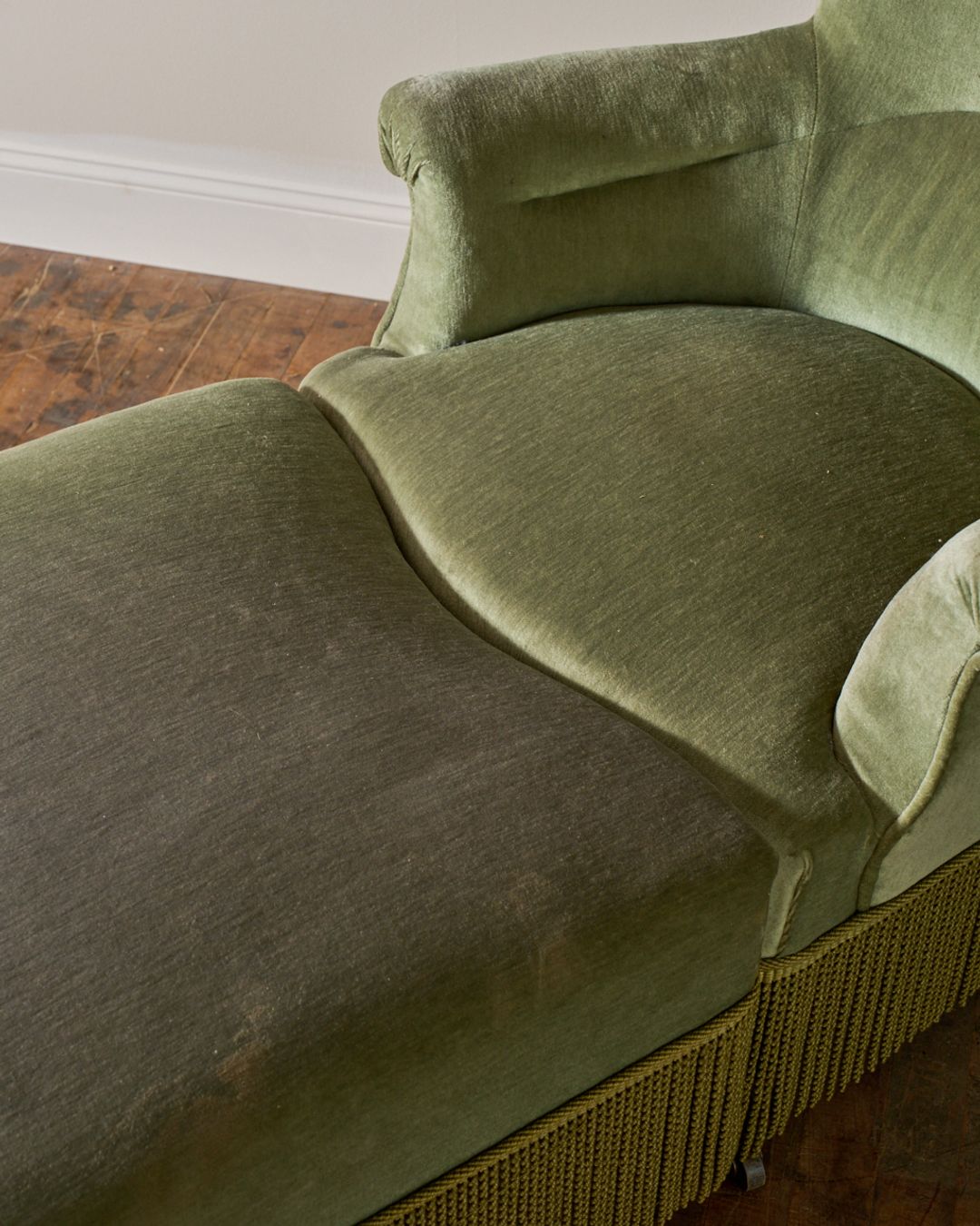 19th c. Napoleon III Green Armchair & Ottoman