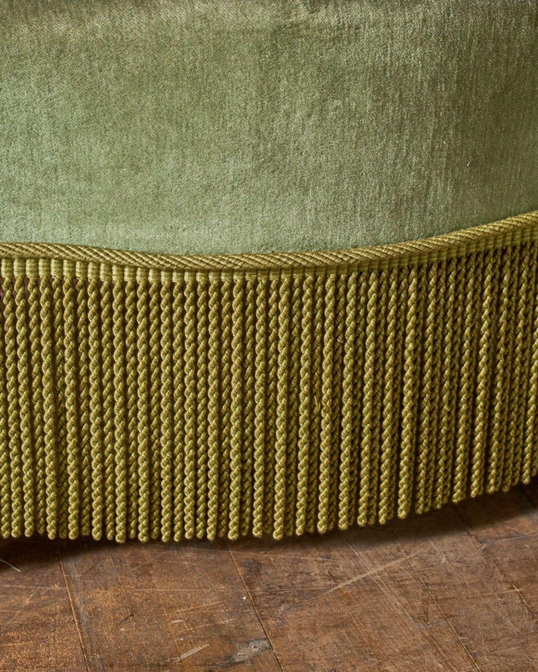 19th c. Napoleon III Green Armchair & Ottoman