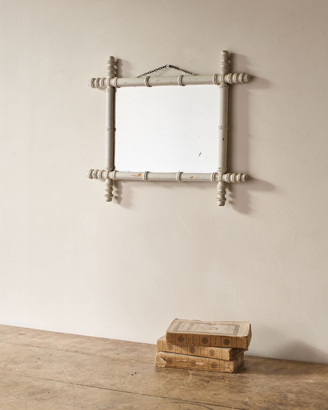 Faux Bamboo Mirror - White