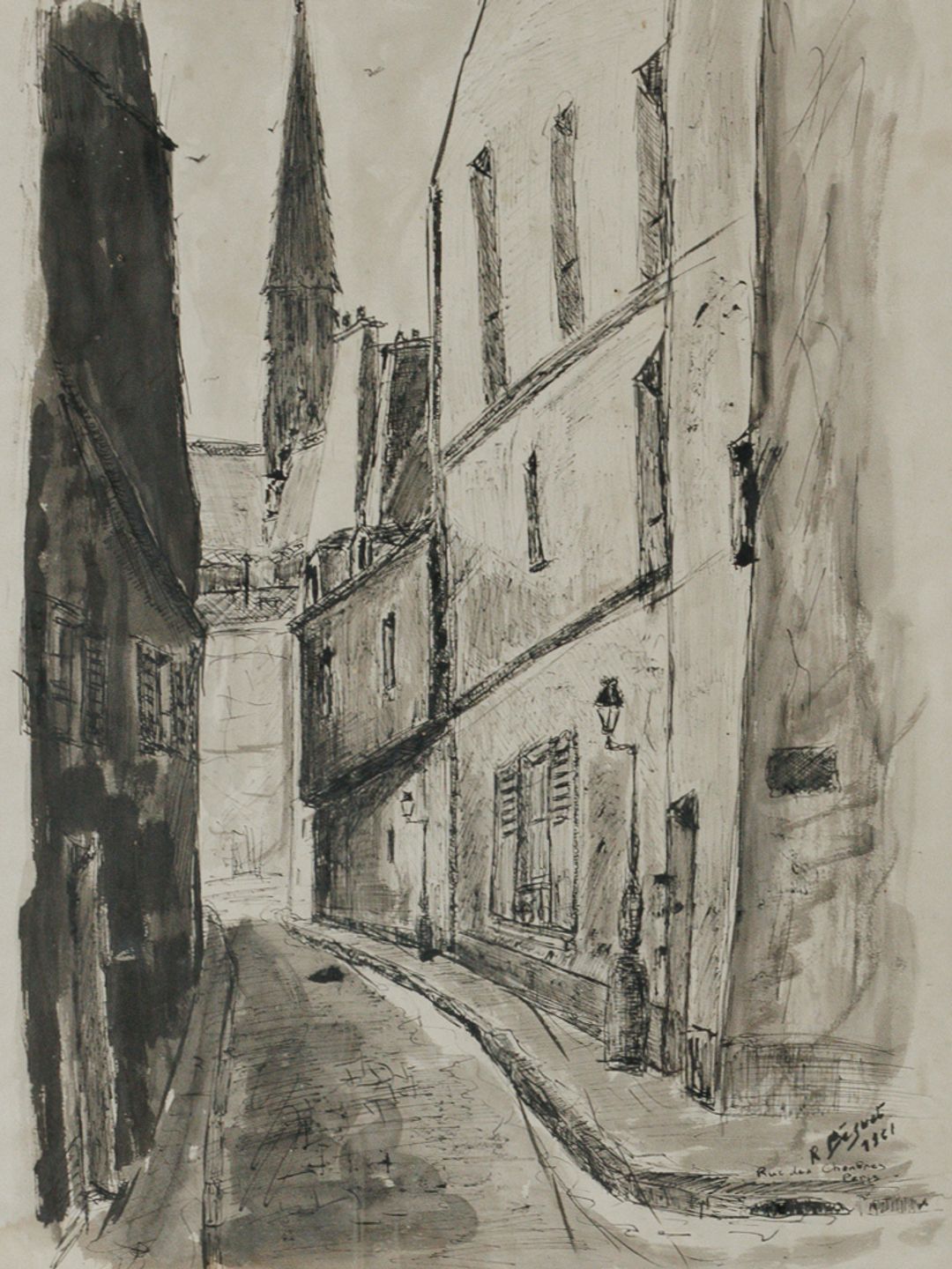 Streets of Paris - Ink Painting