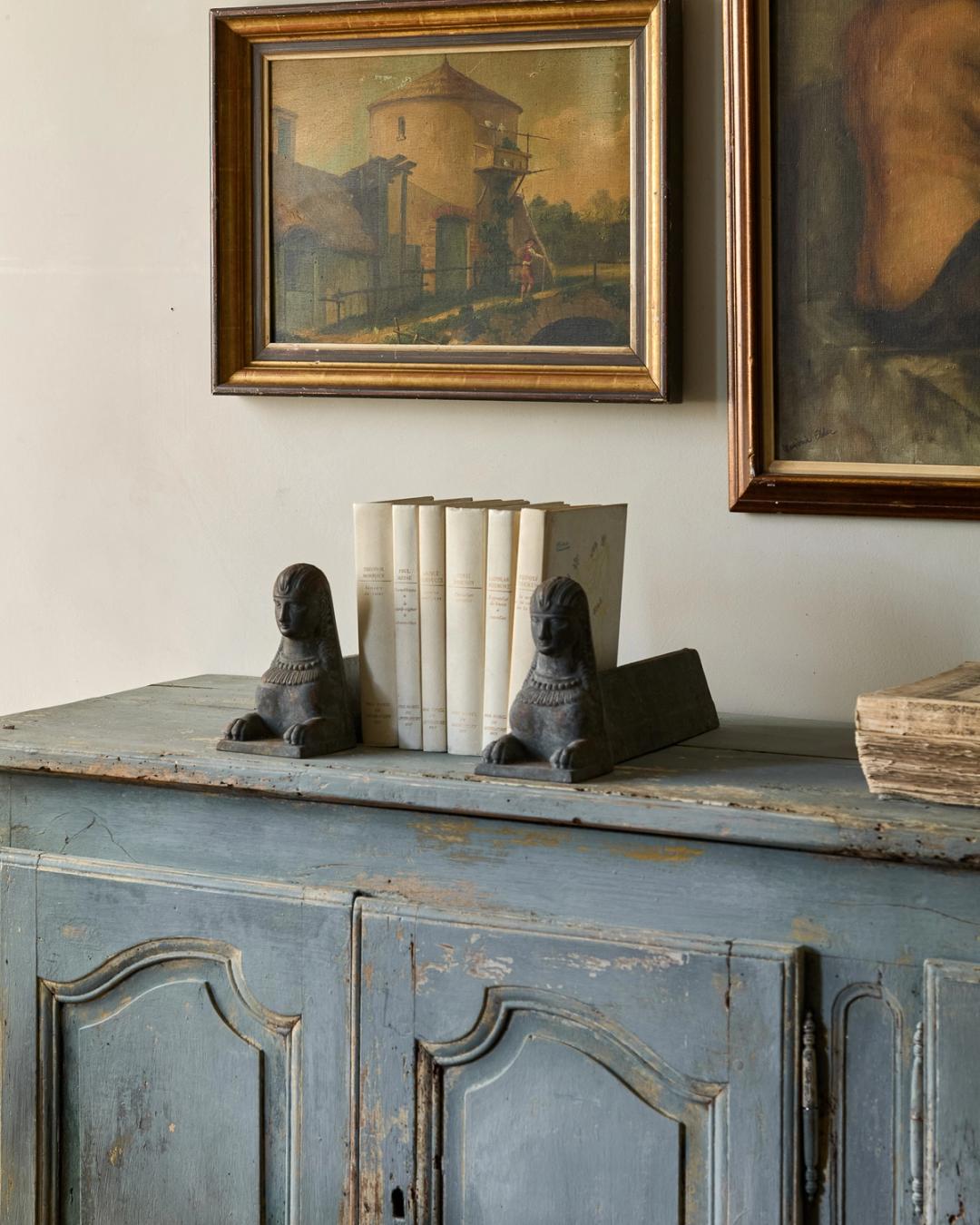 Sphinx Fireplace Cast Iron Bookends