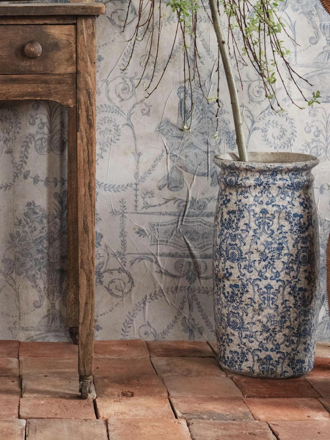 French Tall Blue Vase