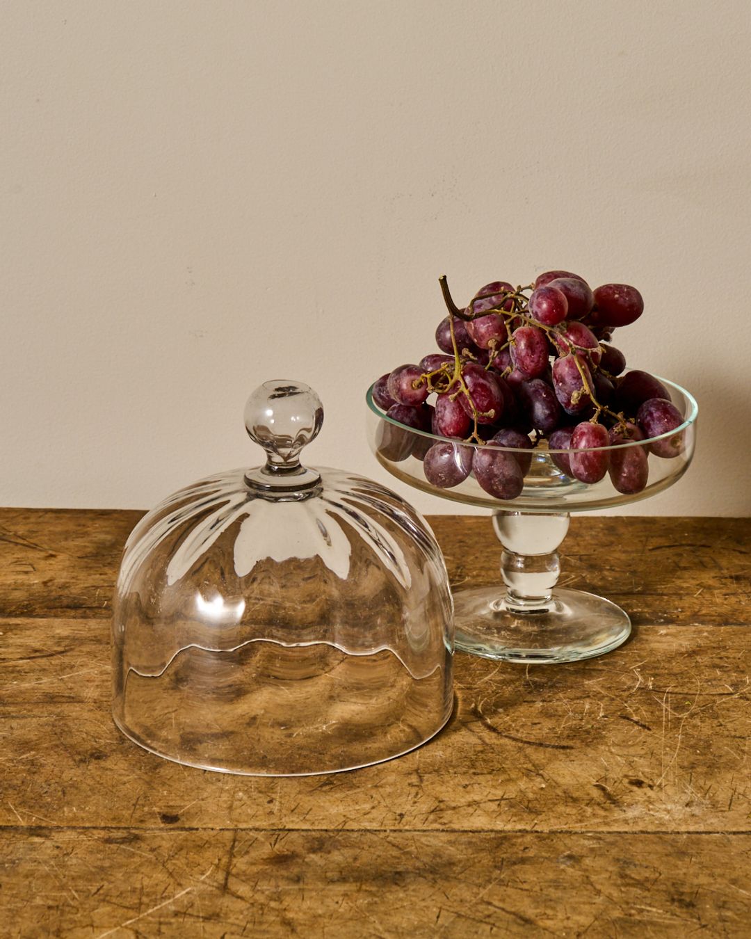 Vintage Glass Pedestal Set