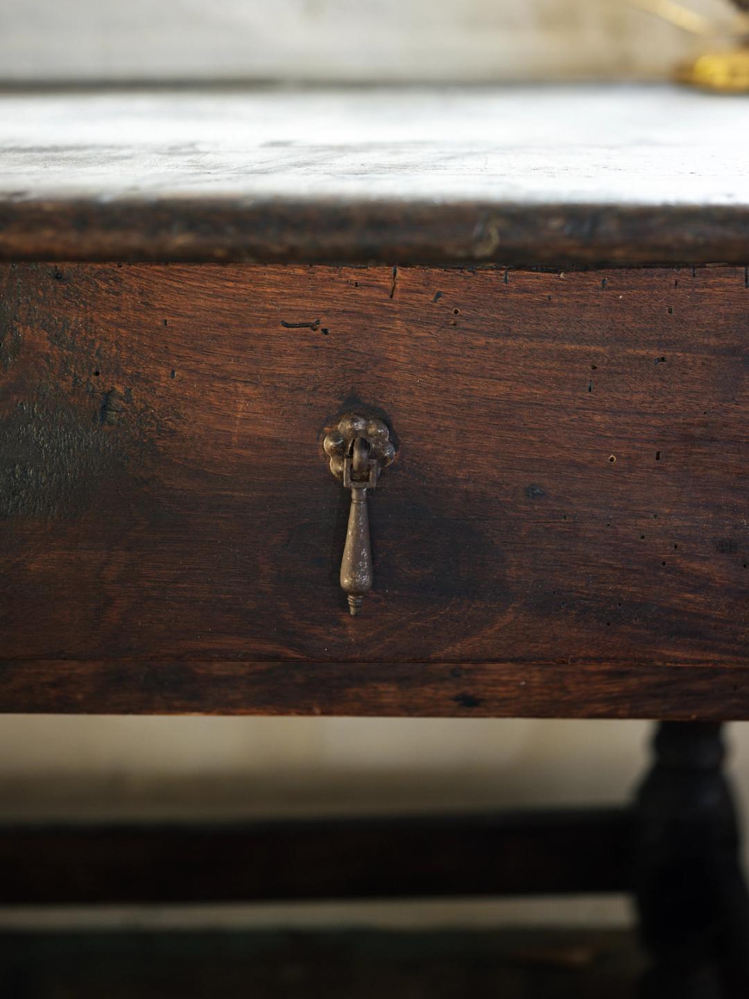 17th Century Oak Farm Table with Drawer
