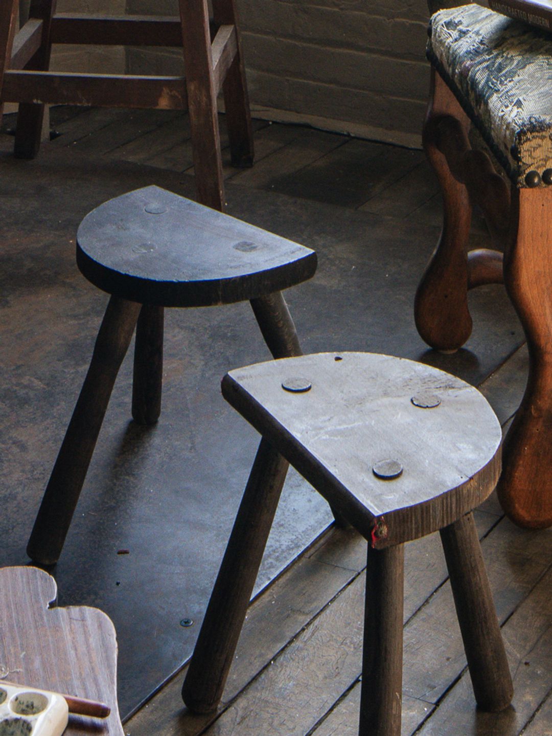 Demi-Lune French Tripod Stool