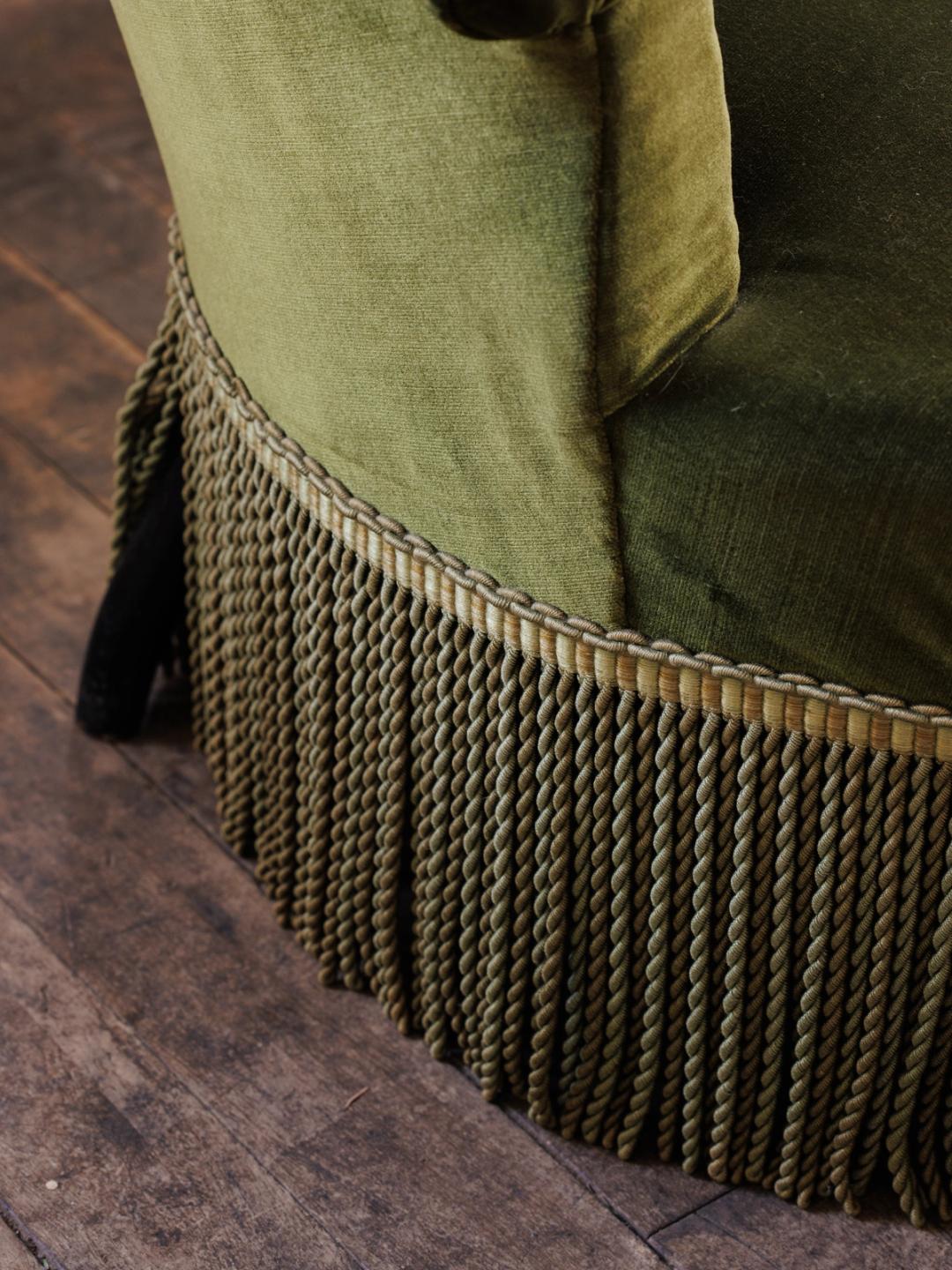 Napoleon III Green Velvet Armchair