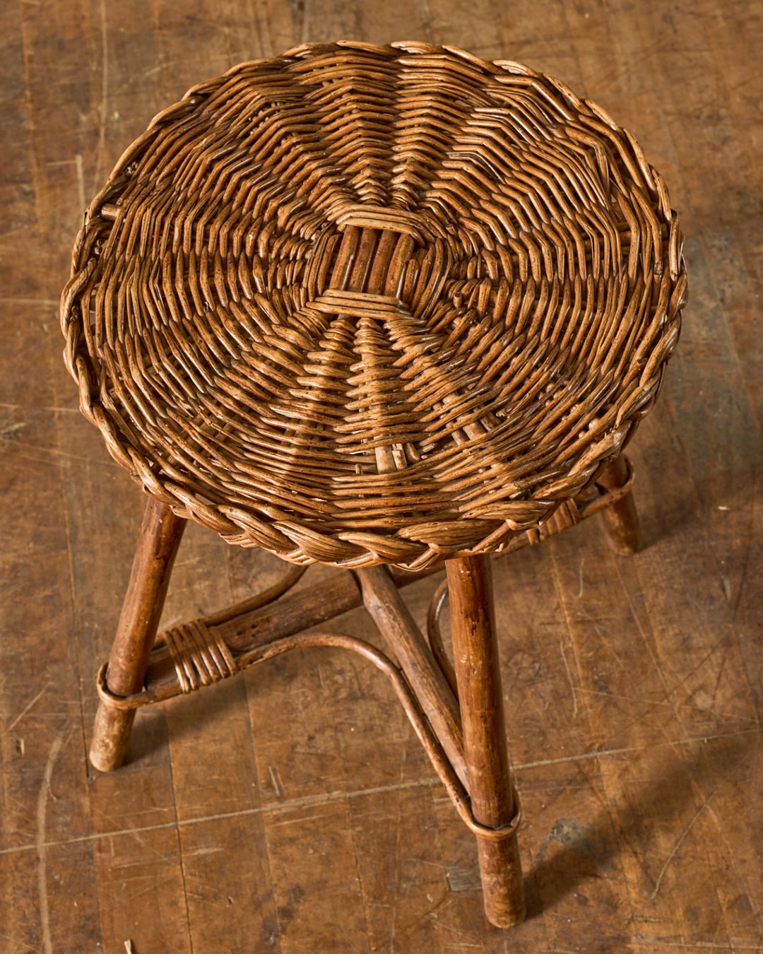 French Rattan Stool