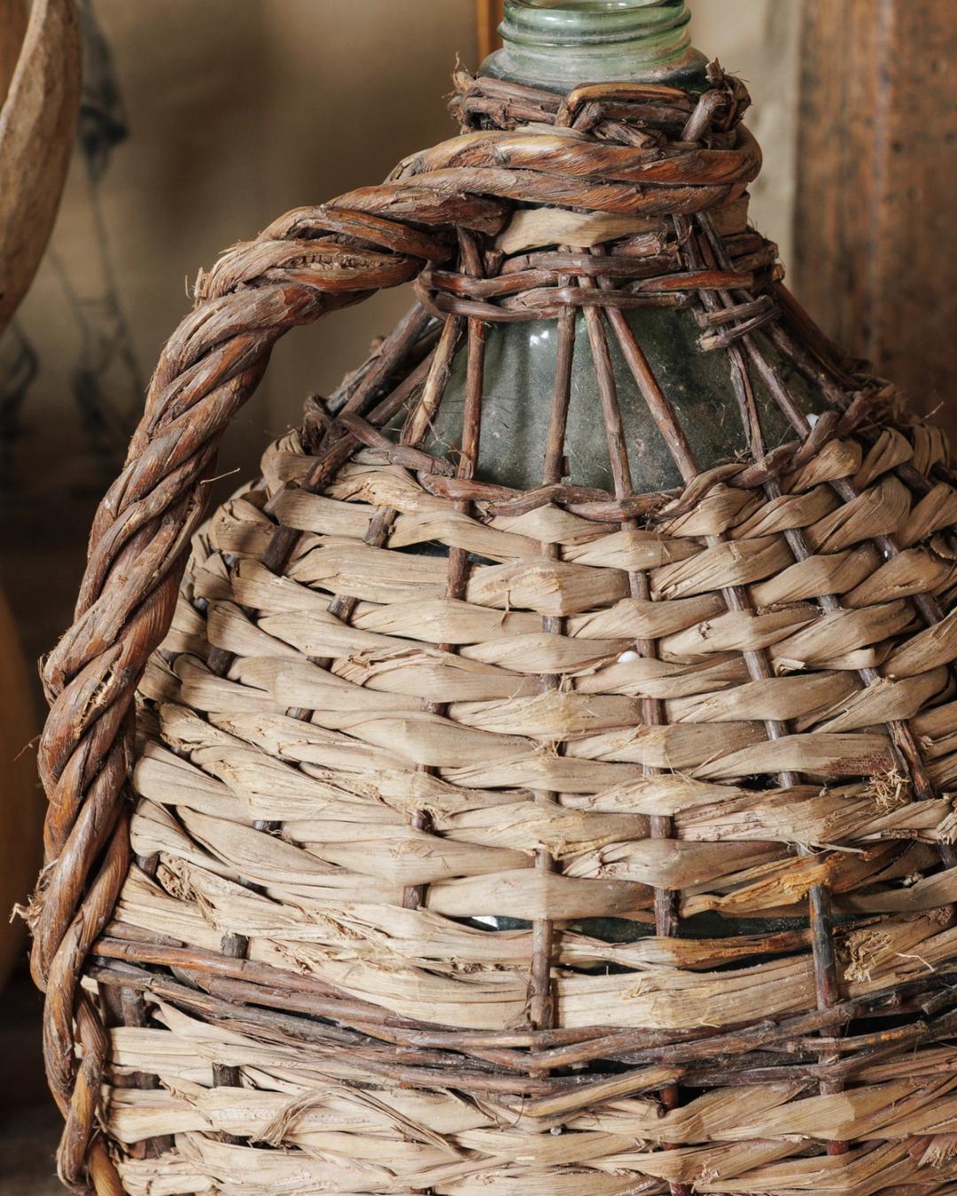 Straw Demijohn Glass Bottle - Small