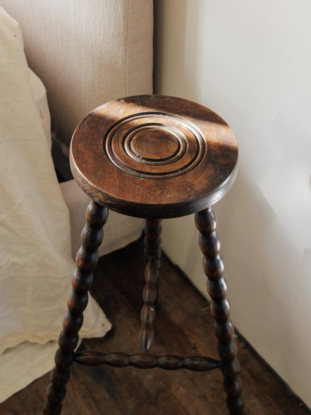 Tall Bobbin Leg Tripod Stool