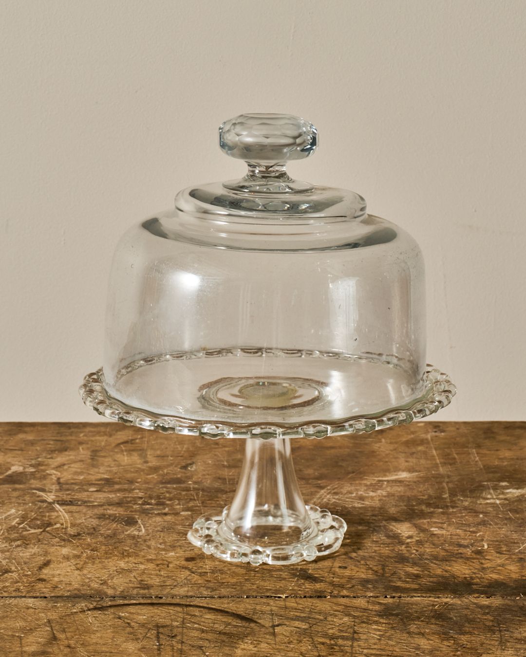 Vintage Glass Pedestal Dish with Cloche