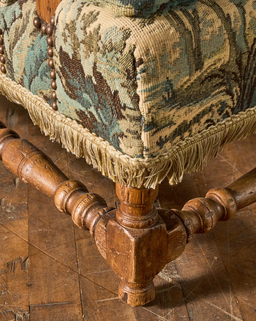 19th c. Tapestry Armchair & Ottoman